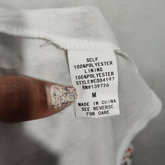 Honey Punch Sheer Blouson Dress Women Size M Cream Red Black Plaid Long Sleeve - Picture 9 of 10